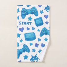 Retro Gamer Hand Towel – Blue Video Game 
