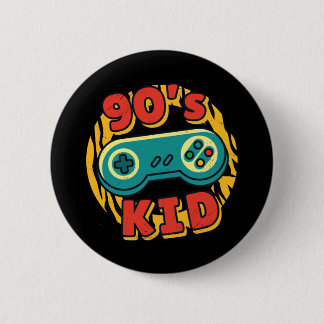 Retro Gamer Joystick Gift For 90s Gamer Kids 6 Cm Round Badge