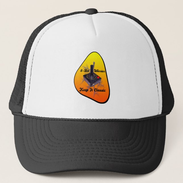 Retro Gamer Legend – 8-Bit Joystick Classic Trucker Hat (Front)