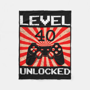 Retro Gamer Level 40 Unlocked Controller B-day Vid Fleece Blanket
