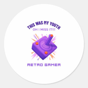 Retro Gamer Miss His Youth Classic Round Sticker