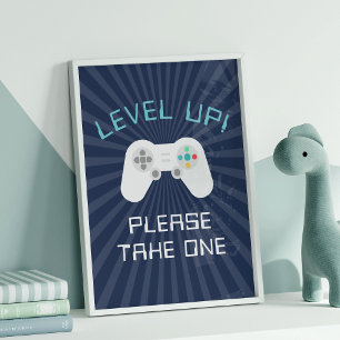 Retro Gamer Theme Kids Birthday Party Favour Sign