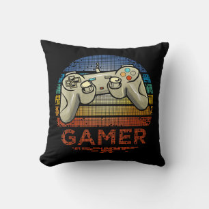 Retro Gamer Video Game Player Boys Girls Teen Kids Cushion