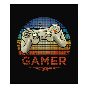 Retro Gamer Video Game Player Boys Girls Teen Kids Photo Print