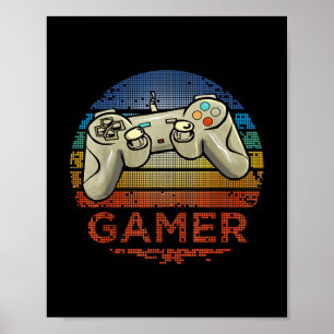 Retro Gamer Video Game Player Boys Girls Teen Kids Poster