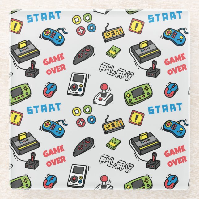 Retro Gamer Vintage Consoles Glass Coaster (Front)