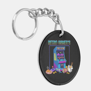  Retro Gamer's Fuel & Fun   8-Bit Pixel Art Arcade Key Ring