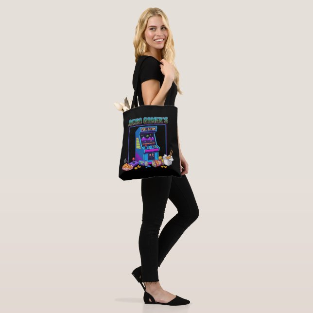  Retro Gamer's Fuel & Fun | 8-Bit Pixel Art Arcade Tote Bag (On Model)