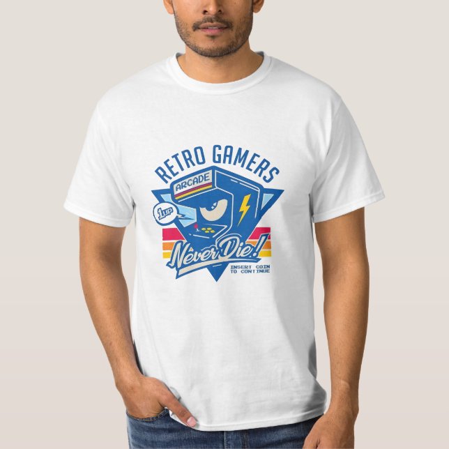 Retro Gamers Never Die T-Shirt (Front)
