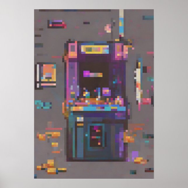 Retro Gaming Arcade Pixel Art Cartridge Console No Poster (Front)