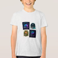 Retro Gaming Badges Boys T-Shirt | Kids Gamer Tee