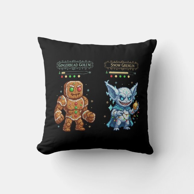 Retro Gaming Christmas | Pixel Art Gingerbread  Cushion (Front)