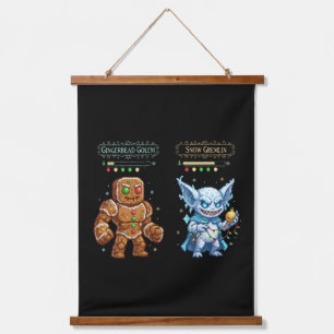 Retro Gaming Christmas   Pixel Art Gingerbread  Hanging Tapestry