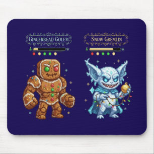 Retro Gaming Christmas   Pixel Art Gingerbread  Mouse Pad