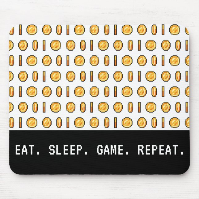 Retro Gaming Coins Pixel Pattern Mouse Pad (Front)