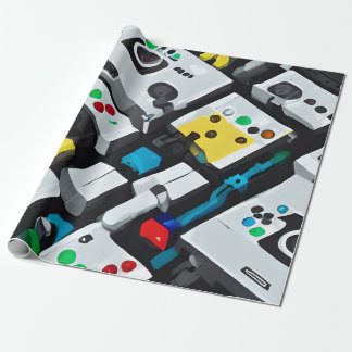 Retro gaming consoles colourful wrapping paper