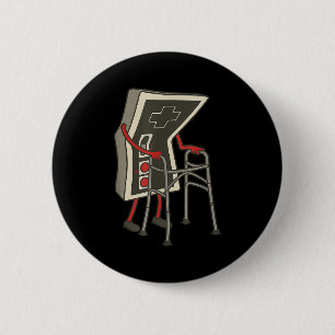 Retro Gaming Controller Old Gamer With Walker Funn 6 Cm Round Badge