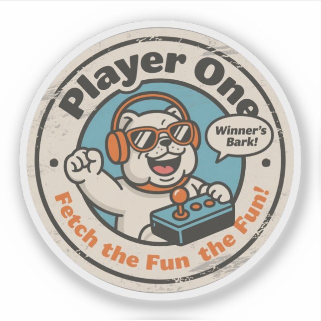 Retro Gaming Dog "Winner's Bark!" Vintage Graphic  (Front)