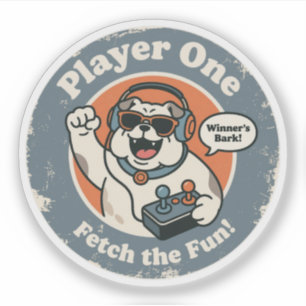 Retro Gaming Dog "Winner's Bark!" Vintage Graphic
