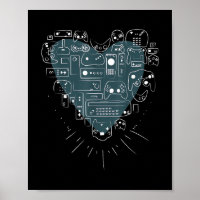 Retro Gaming Heart Video Game Controllers Gamer