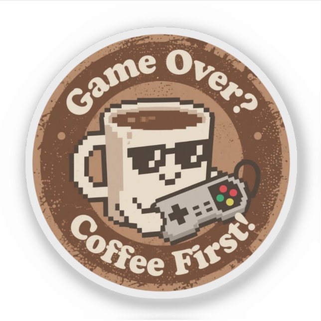 Retro Gaming Humour "Coffee First!" & "Game Over?" (Front)