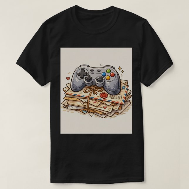 Retro Gaming Mail: Handcrafted Controller Icon T-Shirt (Design Front)