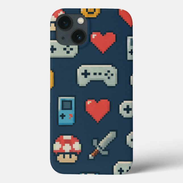 Retro Gaming Pixel Icons Colourful 8-Bit Gamer  Case-Mate iPhone Case (Back)