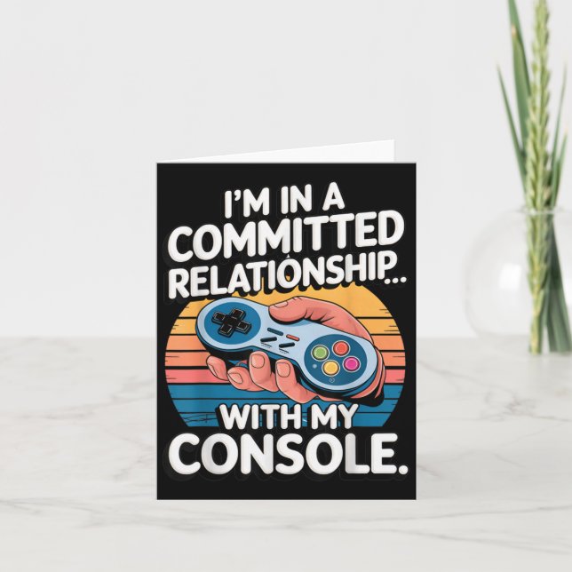 Retro Gaming Relationship Funny Gamer Console Love Card (Front)
