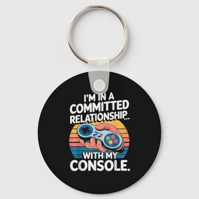 Retro Gaming Relationship Funny Gamer Console Love Key Ring (Front)