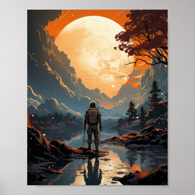 Retro Gaming Space Astronauts Vector Poster (Front)