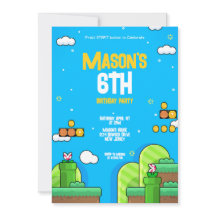 Retro Gaming Themed Birthday Invitation Design
