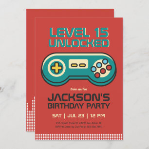 Retro Gaming Video Game Player Gamer Boy Birthday Invitation