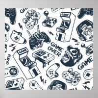 Retro gaming vintage pattern.
