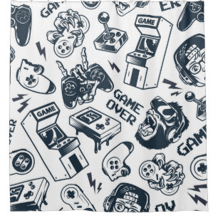Retro gaming vintage pattern. shower curtain