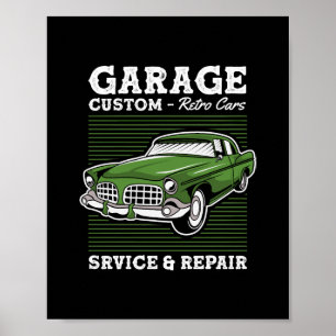 Retro Garage Service & Repair Car Design Poster