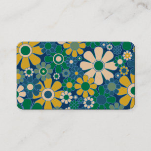 Retro Garden 60s 70s Aesthetic Floral Pattern Business Card