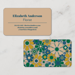 Retro Garden 60s 70s Aesthetic Floral Pattern Business Card