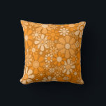 Retro Garden Cheerful Floral 60s 70s Pattern Cushion<br><div class="desc">Retro Garden Groovy Floral Cheerful 60s 70s Pattern in Sunny Orange Marigold Ochre. Upbeat,  vintage aesthetic flowers with a 1960s 1970s vibe,  in warm,  nostalgic pumpkin tones. By Kierkegaard Design Studio.</div>