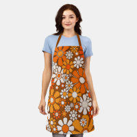 Retro Garden Floral 60s 70s Pattern Brown & Orange