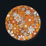 Retro Garden Floral 60s 70s Pattern Brown & Orange Paper Plate<br><div class="desc">Retro Garden Groovy Floral Cheerful 60s 70s Pattern in 1970s Orange Brown Beige. Upbeat,  vivid,  vintage aesthetic flowers with a 1960s 1970s hippie flower power vibe. By Kierkegaard Design Studio.</div>