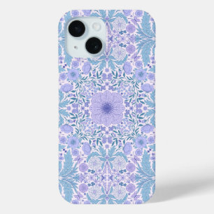 Retro garden florals in blue and violet iPhone 15 case