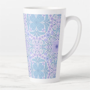 Retro garden florals in blue and violet latte mug
