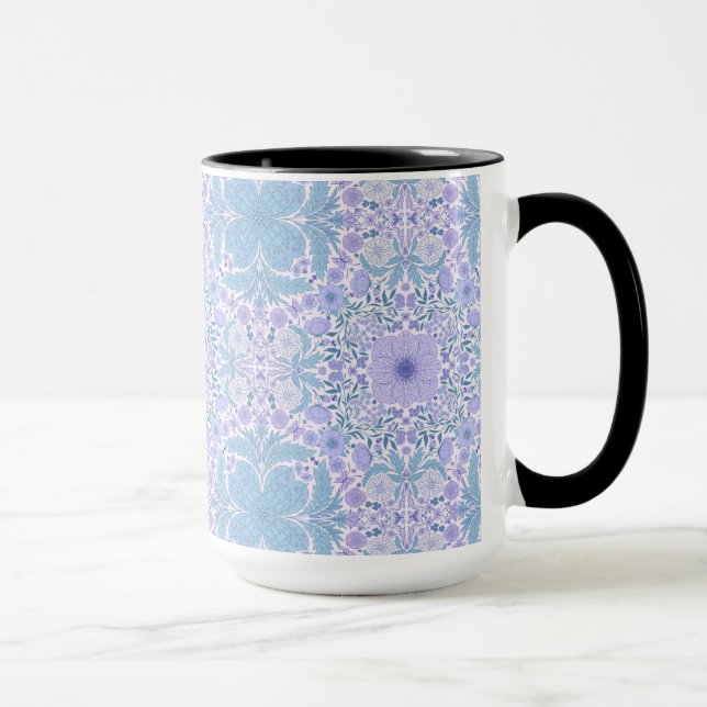 Retro garden florals in blue and violet mug (Right)