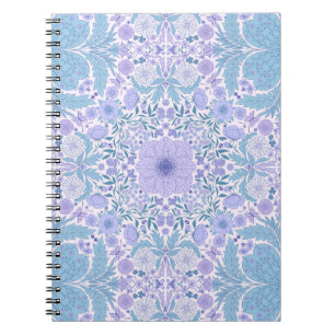 Retro garden florals in blue and violet notebook