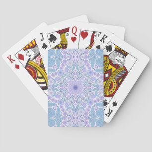 Retro garden florals in blue and violet playing cards