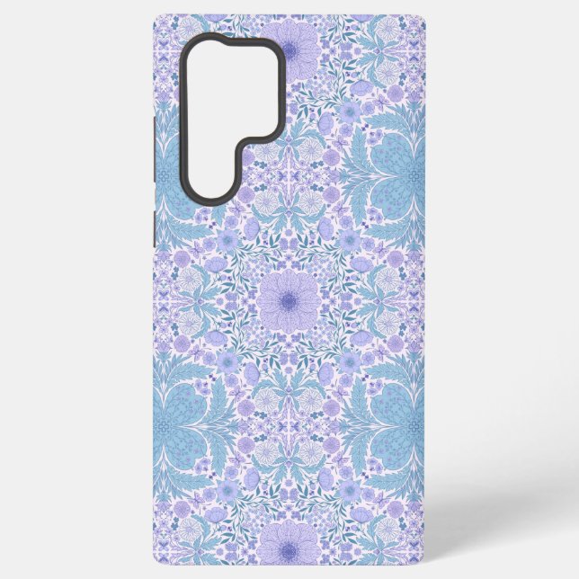Retro garden florals in blue and violet samsung galaxy s22 ultra case (Back)