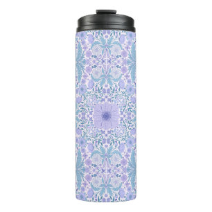 Retro garden florals in blue and violet thermal tumbler