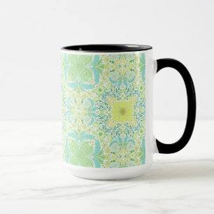 Retro garden florals in green and yellow mug