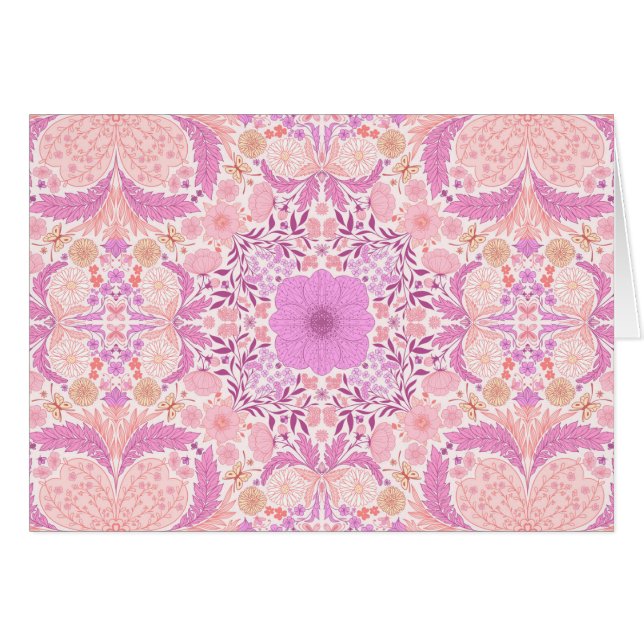 Retro garden florals  in pink (Front Horizontal)