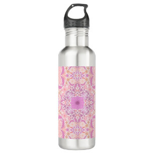 Retro garden florals  in pink 710 ml water bottle